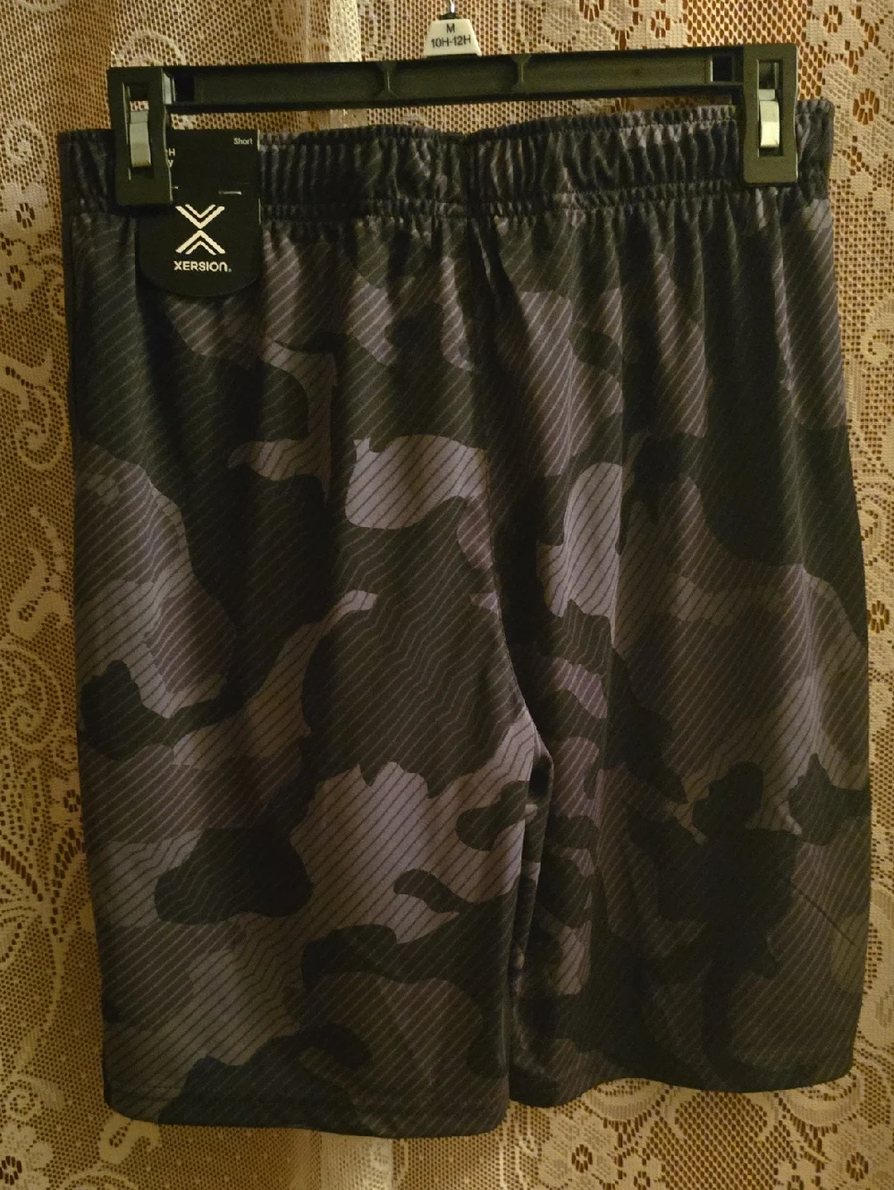 New Xersion Boys 10/12 Husky Black Camo Running Shorts